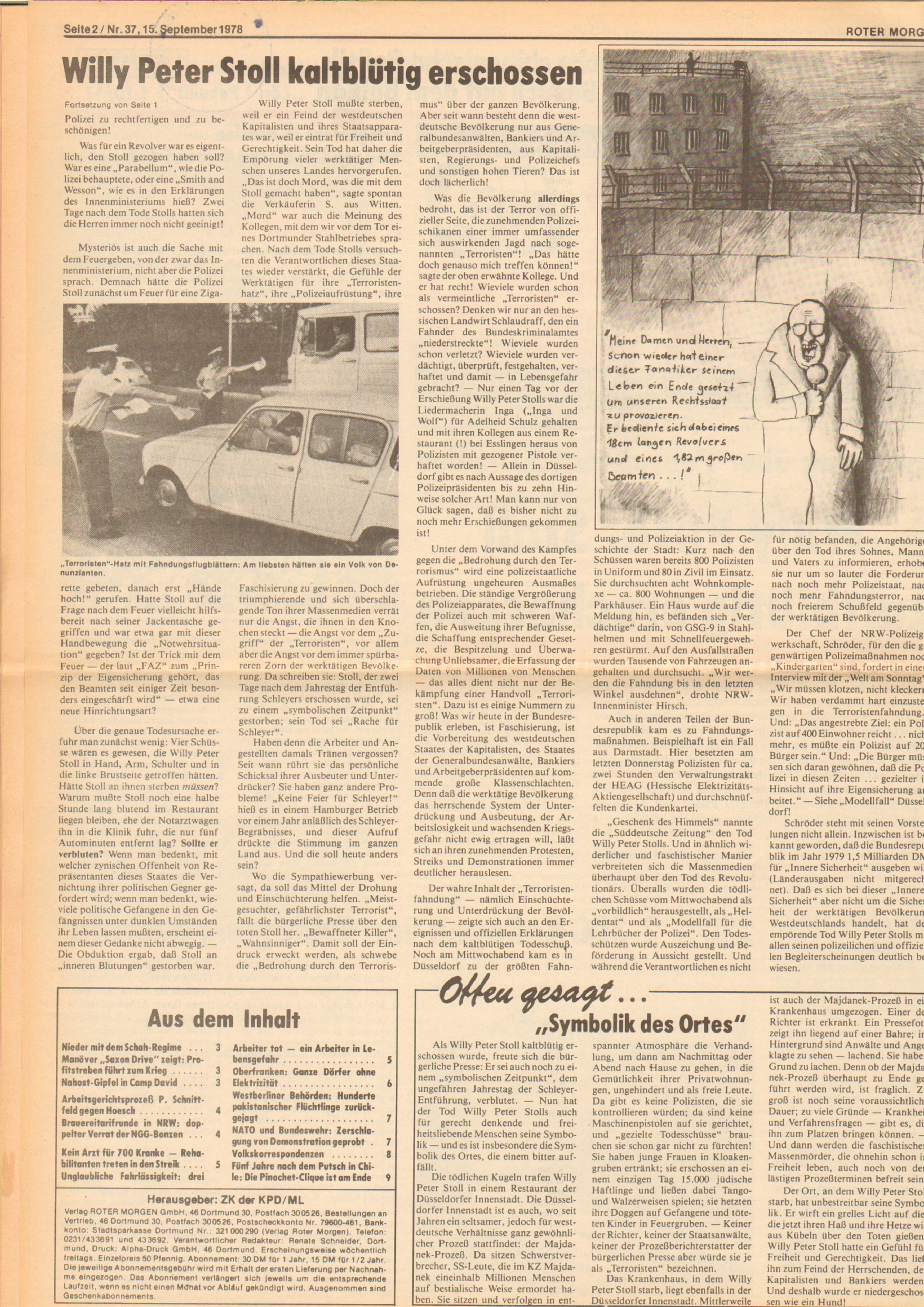 Roter Morgen, 12. Jg., 15. September 1978, Nr. 37, Seite 2