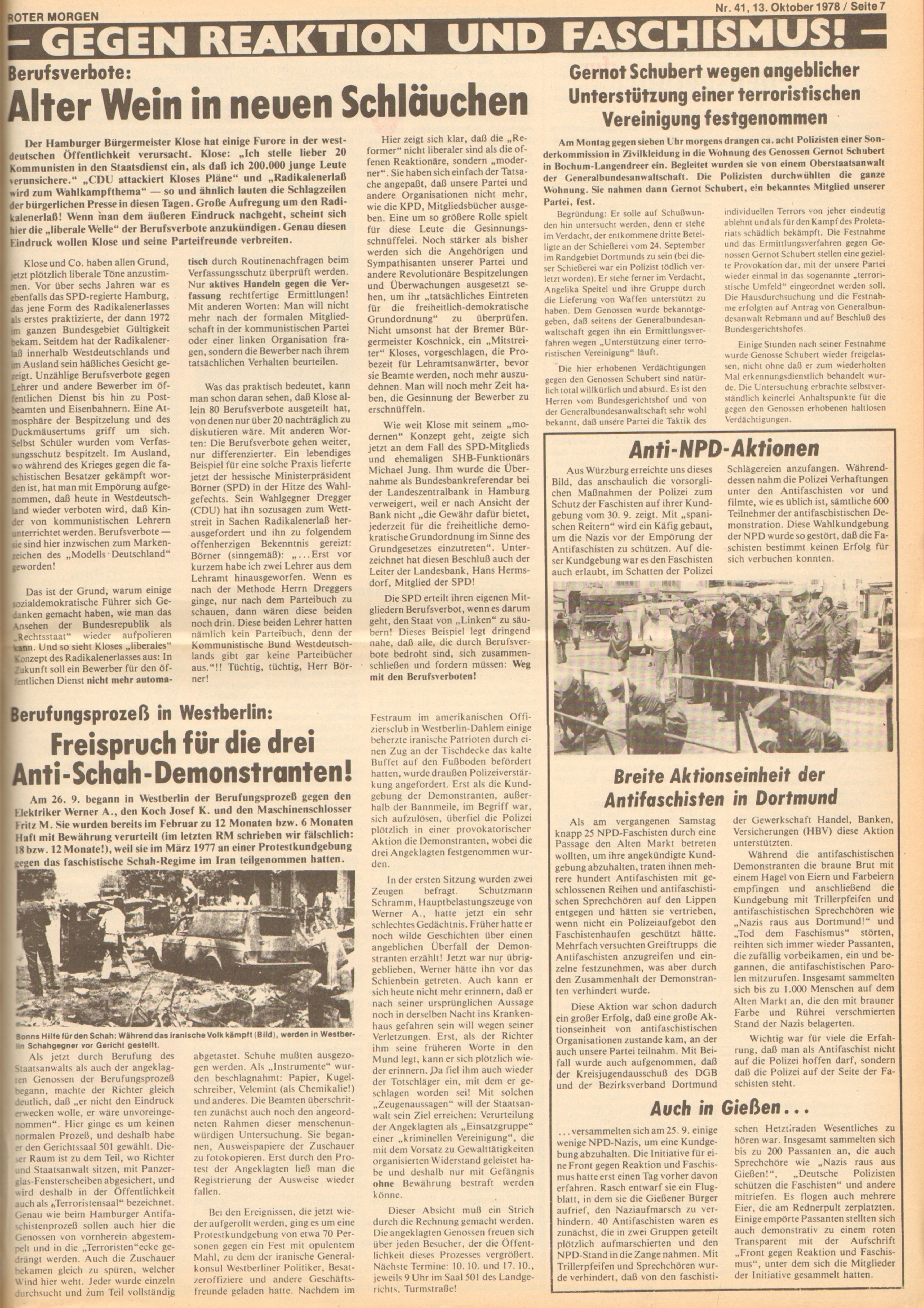 Roter Morgen, 12. Jg., 13. Oktober 1978, Nr. 41, Seite 7