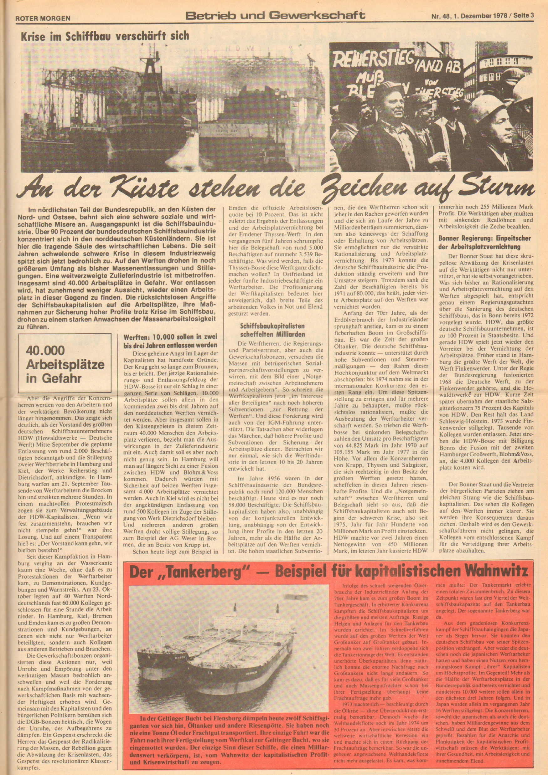 Roter Morgen, 12. Jg., 1. Dezember 1978, Nr. 48, Seite 3