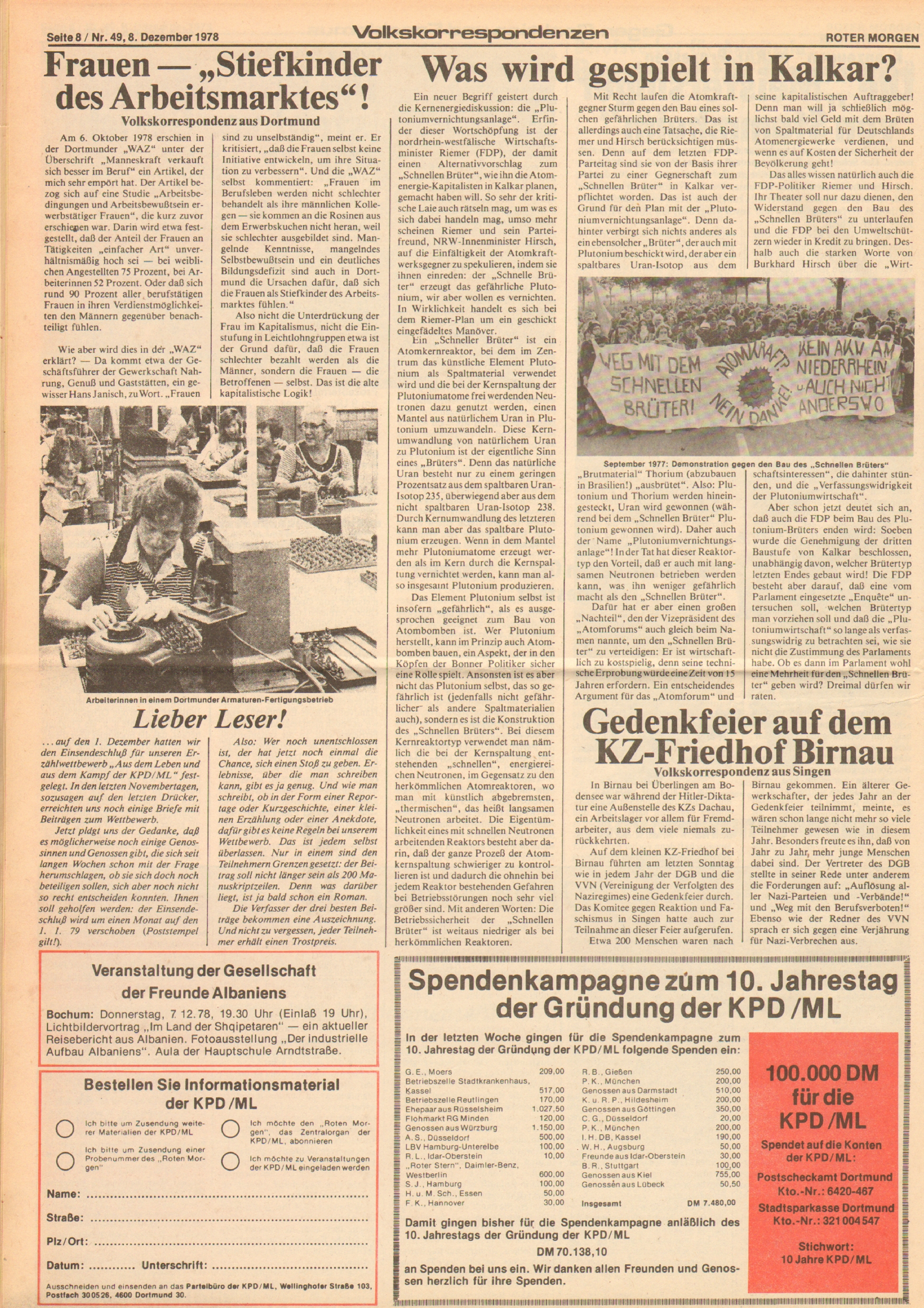 Roter Morgen, 12. Jg., 8. Dezember 1978, Nr. 49, Seite 8