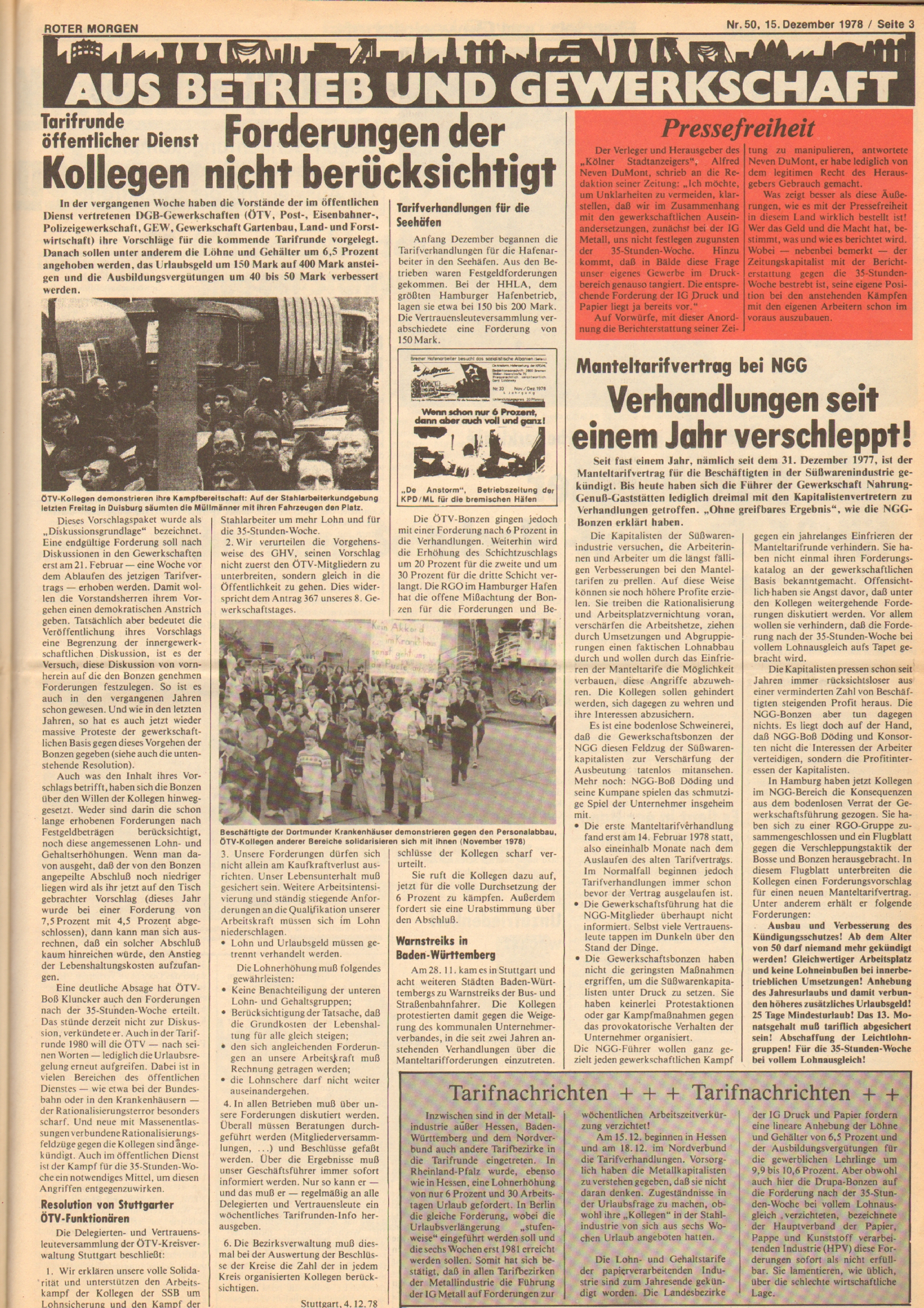 Roter Morgen, 12. Jg., 15. Dezember 1978, Nr. 50, Seite 3