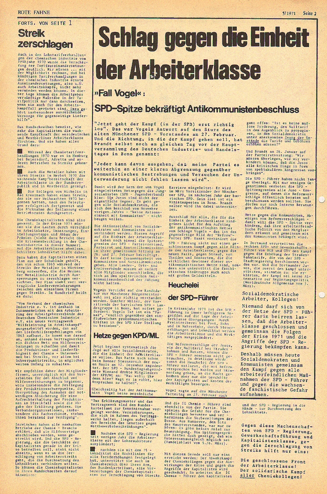 Rote Fahne, 2. Jg., 15.3.1971, Nr. 5, Seite 2