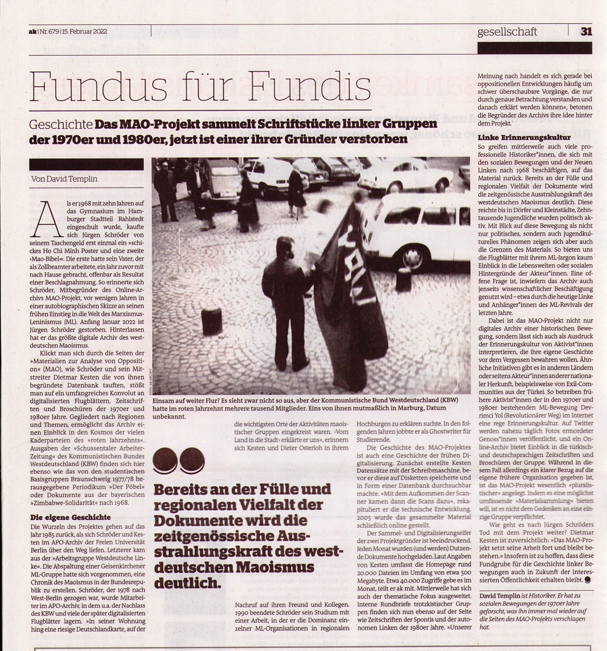 David Templin: Fundus für Fundis (ak 679, 15.2.2022